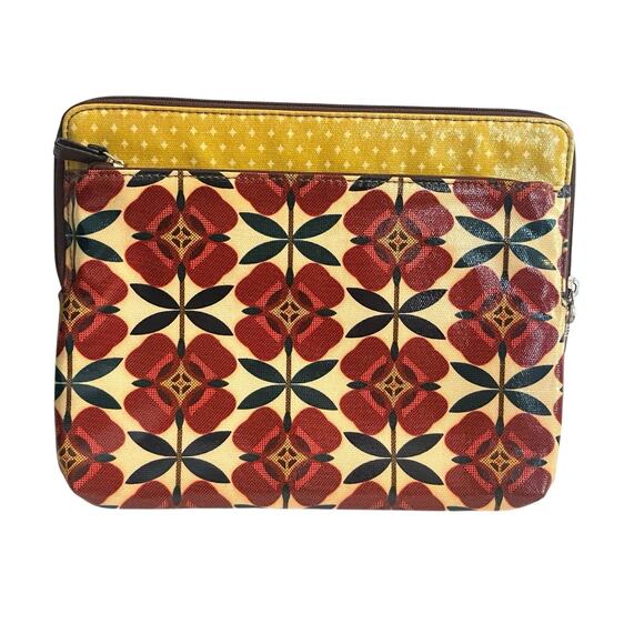 Fossil Key Per Coated Canvas Cosmetic Bag Floral Print iPad Tablet Bag - Picture 1 of 10